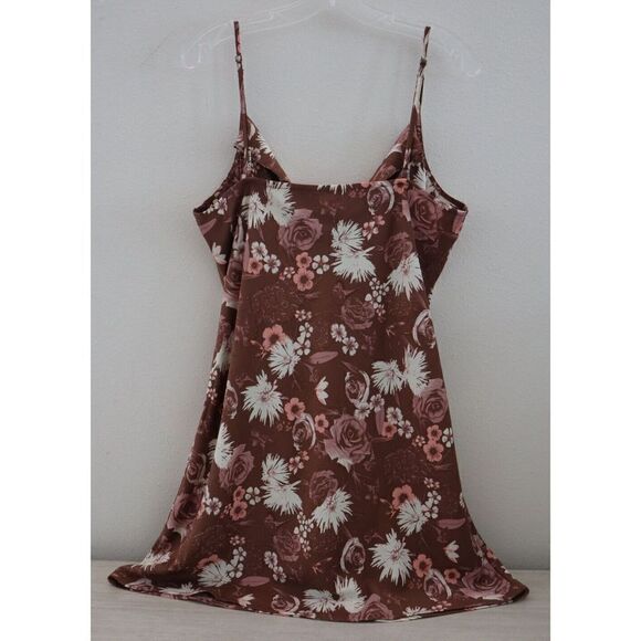 BP.  Women's Sz L Brown Floral Drape Neck Mini Sundress Dress - Picture 2 of 9